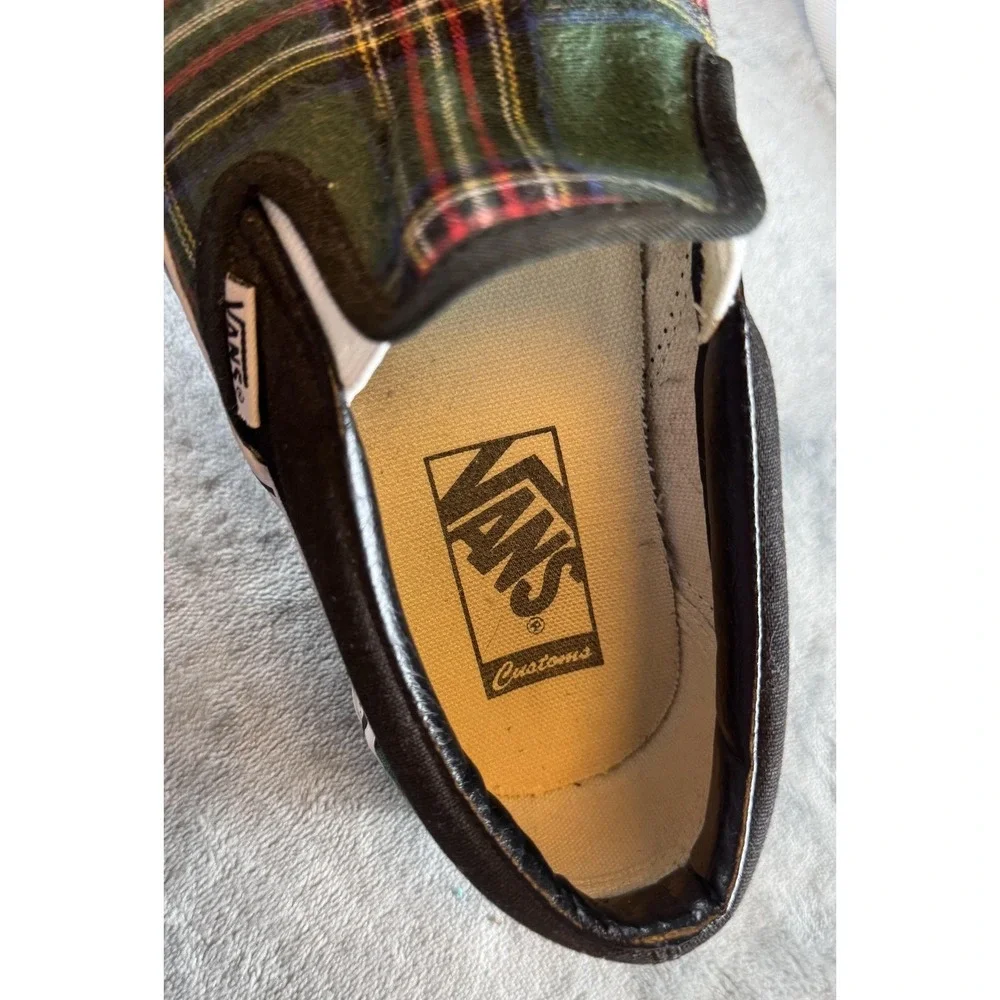 Vans Slip On Shoes Mens Size 6 Womens 7.5 Plaid Custom Classic Skate‎ Sneakers